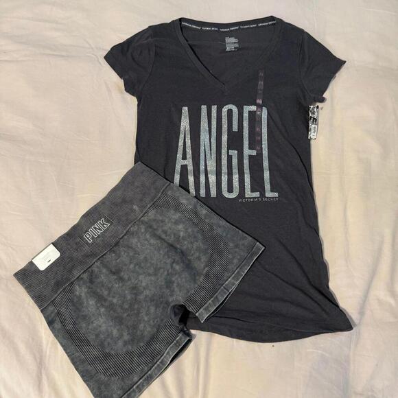 Victoria's Secret Tops - Victoria’s Secret Shirt and bike shorts set